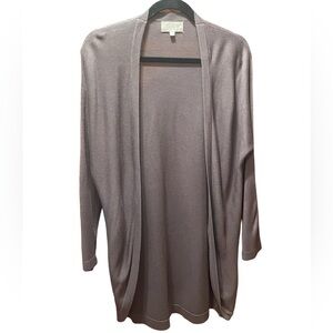 Joan Vass long open front Cardigan, gray, size medium